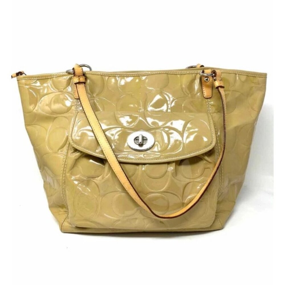 Coach Leah embossed patent leather tote